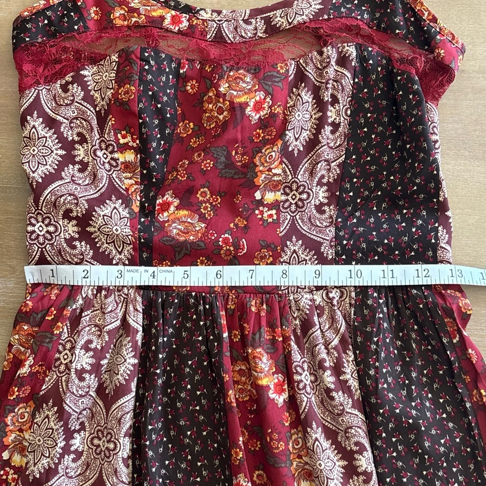 American Rag Multi Color Print Panel Lace Inset Mini Dress, Adjustable Straps, S - Picture 10 of 10